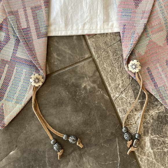 Vintage Bow Valley Canada Western Vest Large Pastel Pink Blue Purple - Picture 3 of 8